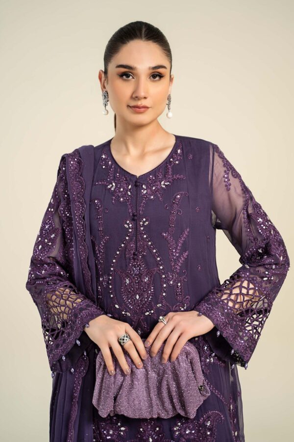 3 Piece Embroidered Chiffon Suit - Maria.B - Image 4