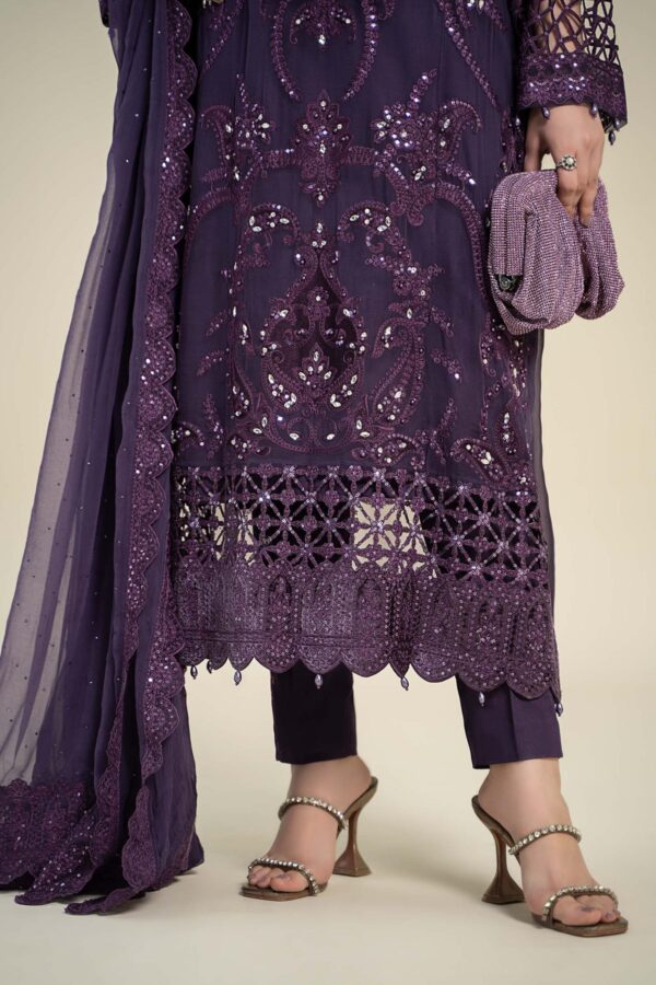 3 Piece Embroidered Chiffon Suit - Maria.B - Image 3