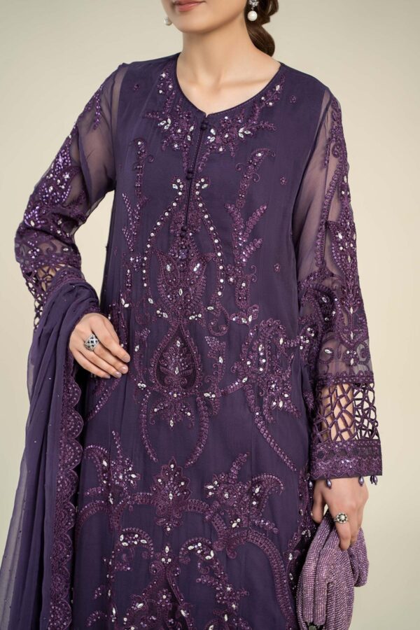 3 Piece Embroidered Chiffon Suit - Maria.B - Image 2