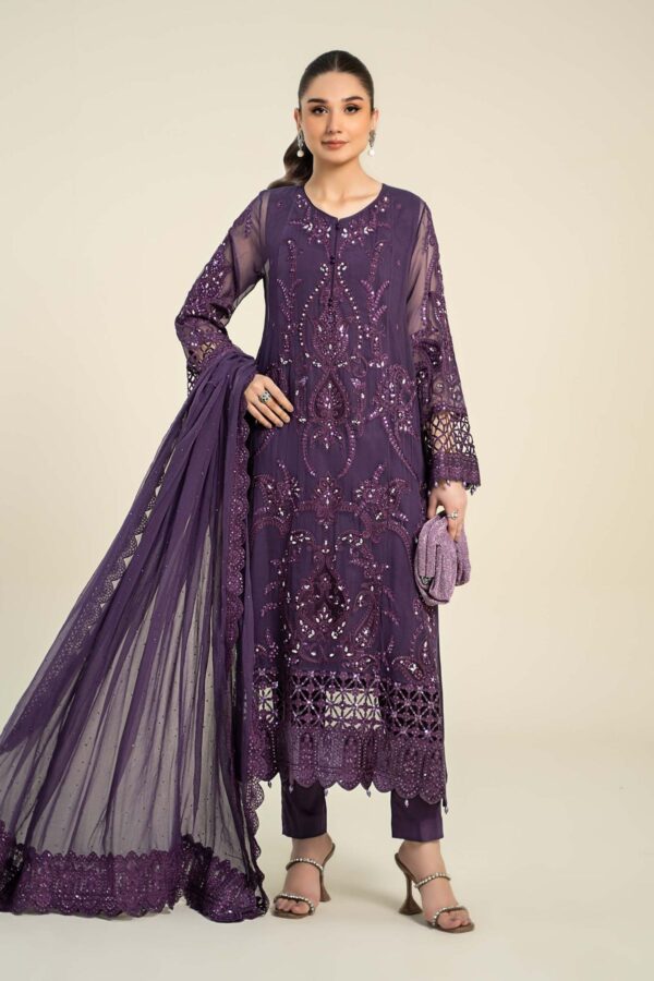 3 Piece Embroidered Chiffon Suit - Maria.B