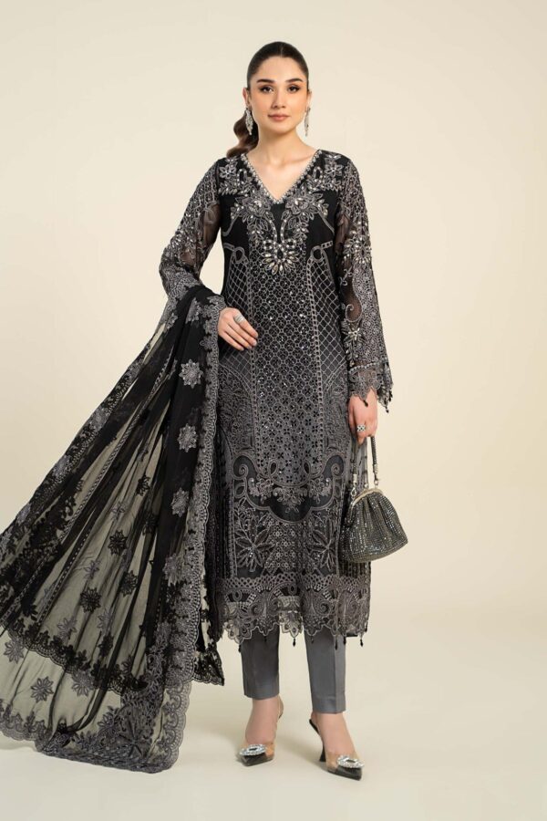 3 Piece Embroidered Chiffon Suit- Maria.B