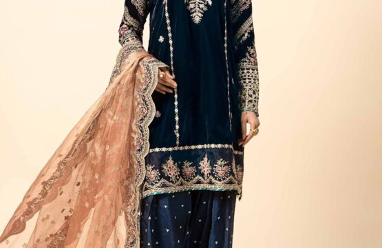 3 Piece Embroidered Velvet Suit – Maria.B