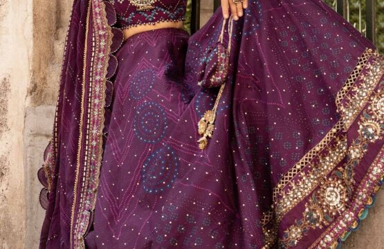Unstitched Embroidered Cotton Satin Suit