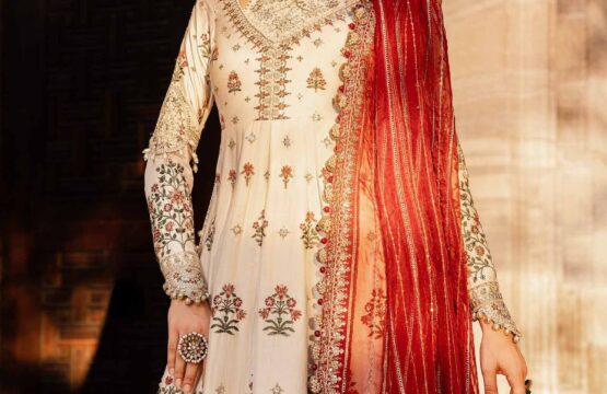 Unstitched Embroidered Cotton Satin Suit
